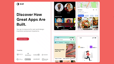 Grail - Design Inspiration Platform animation branding creativetool designcollection designinspiration designlibrary designshowcase designworkflow digitaldesign graphic design landing page logo minimalistic product design topuxdesigns ui userinterface visualdesign