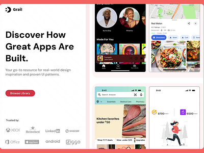 Grail - Design Inspiration Platform animation branding creativetool designcollection designinspiration designlibrary designshowcase designworkflow digitaldesign graphic design landing page logo minimalistic product design topuxdesigns ui userinterface visualdesign