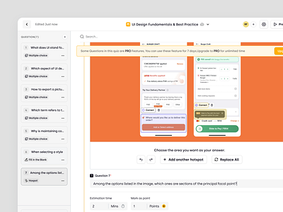 Trenning - Quiz Question Creation for Courses in a SaaS LMS courses dashboard education education platform knowledge base learning management system learning path learning platform lms product design quiz saas staff training student team training ui ux web app web design wiki