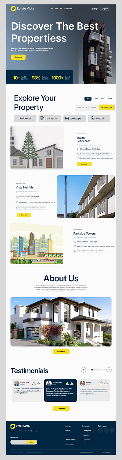 EstateVista - Real Estate Website ui