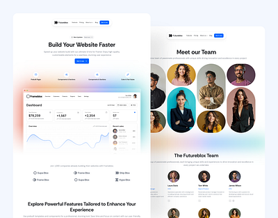 Framer website template built with Frameblox UI app clean framer landing minimal mockup saas template ui webdesign website