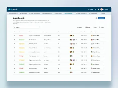 Asset Audit Interface for Collaborative Audit Management creative dashboard design interface saas ui