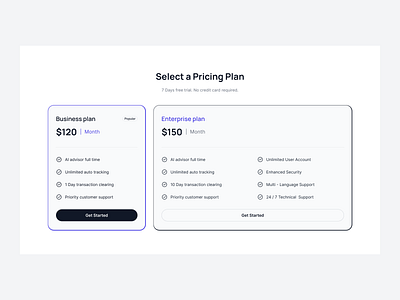 Two column stylish pricing plans clean e commerce pricing minimalist price pricing card pricing page pricing table pricing website saas pricing service subscription plans ui design uniqueness ux design