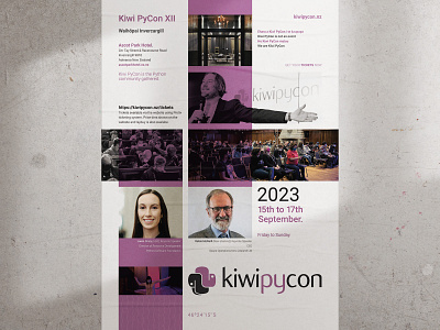 Kiwi PyCon XII Poster: A Fusion of Nostalgia branding german design graphic design grid based design logo poster design swiss design