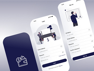 Finance App ( Splash ,Login ,Sign up ) Screens. bank banking credit card design digital wallet finance fintech log in logo mobile application online bank payment save money security sign up splash screen ui ui design ux wallet