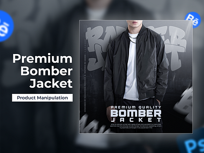 Premium Bomber Jacket - Product Design & Manipulation ads design apparel bomber jacket branding creative composition creative design creative direction fashion branding jacket mockup manipulation photo manipulation photoshop poster art poster design premium quality product design social media ads streetwear typography visual design