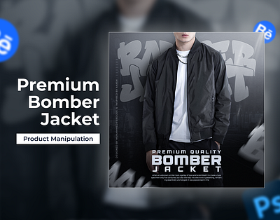 Premium Bomber Jacket - Product Design & Manipulation ads design apparel bomber jacket branding creative composition creative design creative direction fashion branding jacket mockup manipulation photo manipulation photoshop poster art poster design premium quality product design social media ads streetwear typography visual design