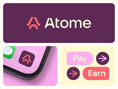 Atome Brand Visual Identity a logo abstract logo branding ai logo branding app logo branding bold logo branding chat logo clever finance logo branding fintech logo branding growth logo illustration logo minimal money logo payment logo tech logo branding typeface web3 logo branding wordmark