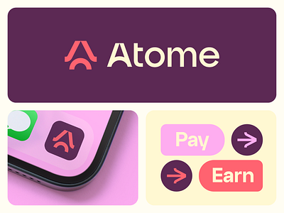 Atome Brand Visual Identity a logo abstract logo branding ai logo branding app logo branding bold logo branding chat logo clever finance logo branding fintech logo branding growth logo illustration logo minimal money logo payment logo tech logo branding typeface web3 logo branding wordmark