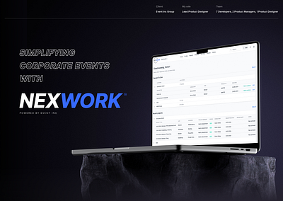 NEXWORK – the all-in-one event management software app banner branding case study dark theme figma glassmorphism gradients graphic design illustrations interface logo minimalistic modern product design ui user experience user interface ux web design