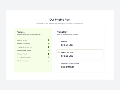 Pricing with radio component clean e commerce pricing minimalist price pricing card pricing page pricing table pricing website saas pricing service subscription plans ui design uniqueness ux design