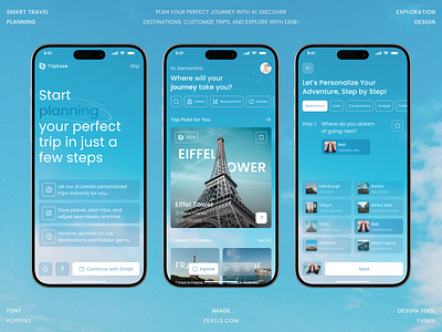 Smart Travel Planning App (Exploration) explore homepage itinerary mobile mobile app planning sky smart travel travel travel app travel planner trip ui ui design uiux