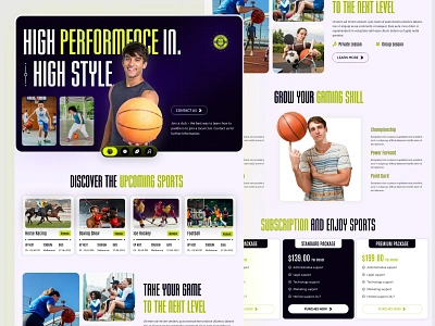 Sports Web Design america footall baseball basketball basketball landing page basketball learning basketball training ecommerce esports gym home page illustration jersey landing landing page rugby sport sportswear uiux volleyball webdesign