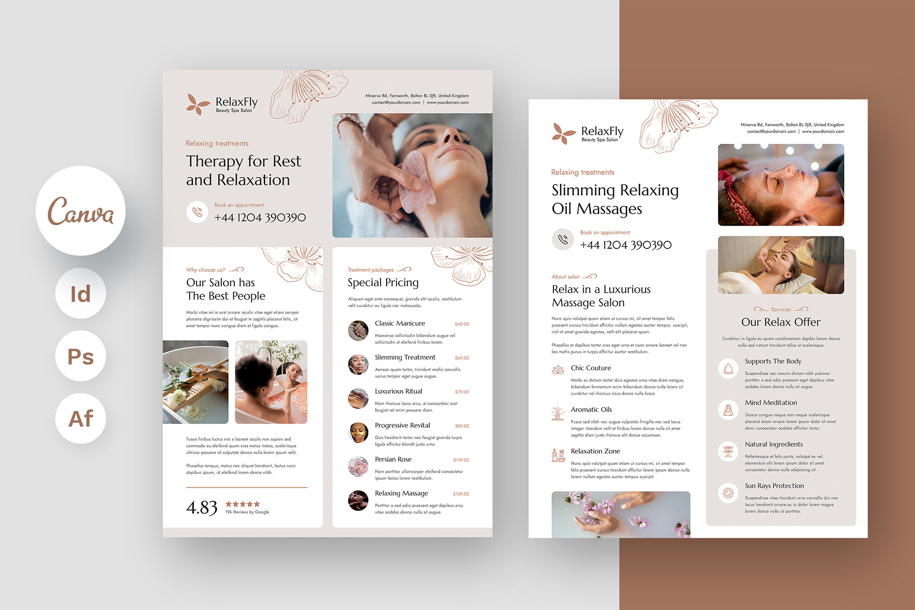 Spa Salon Flyer Canva InDesign Template beauty business brochure template canva template digital products download now envato elements esty flyer flyer canva flyer design flyer print template flyer template graphic template indesign template instant download massage service photohop template print design print template spa salon