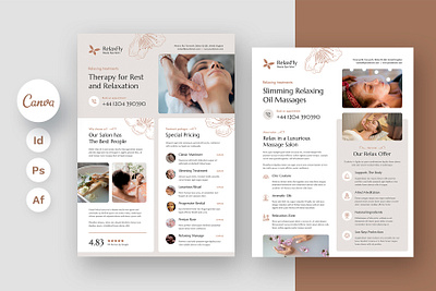 Spa Salon Flyer Canva InDesign Template beauty business brochure template canva template digital products download now envato elements esty flyer flyer canva flyer design flyer print template flyer template graphic template indesign template instant download massage service photohop template print design print template spa salon