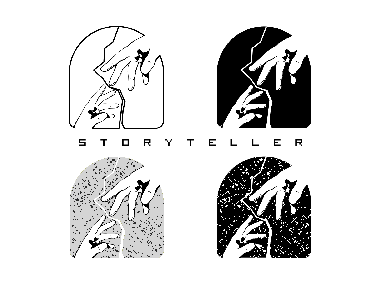 Storyteller Badges adventure badge branding communication emblem graphic design illustration line line art lineart logo media modern monoline negative space publisher texture vector vintage