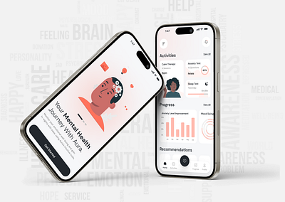 Mental Health App Design 3d ai app branding chat concept design graphic design health home illustration interface logo mental health mobile progress ui ux