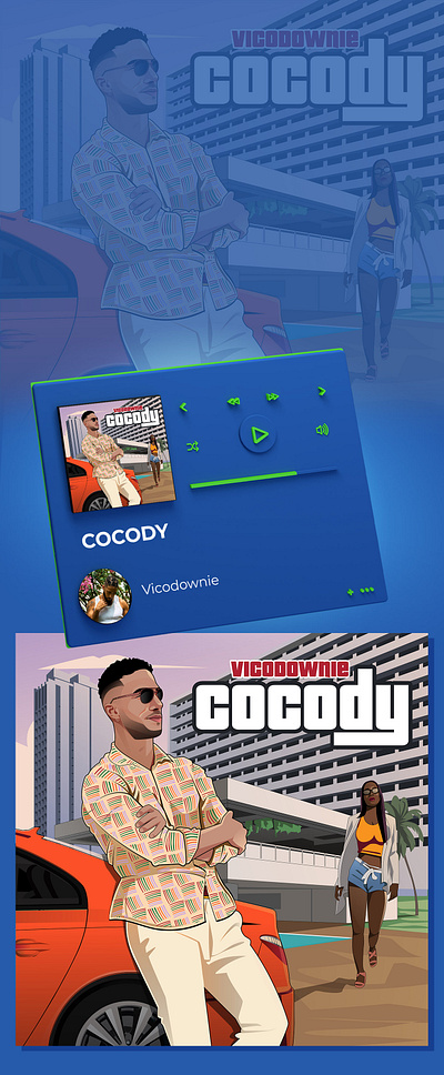 Album Cover Design for Vicodownie "Cocody" album cover clip studio paint graphic design illustration illustrator portrait