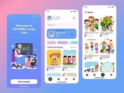 E-learning app for kids app app ui branding childrens color palette design kids learning app logo mobile app typography ui ux visual design