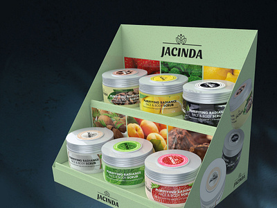 Jacinda Scrub Cream Counter Display 3d display graphic design packaging