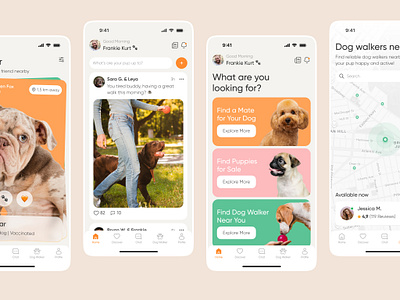 Pawfect Dogs Match: A Dating App for Pet Owners app app design dating app dogs mobile pets ui design