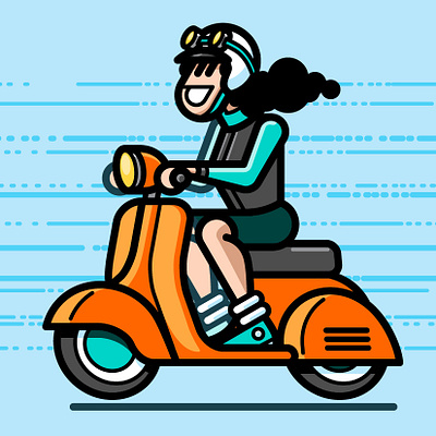 Scooter girl character illustration editorial illustration illustration vector vector illustration