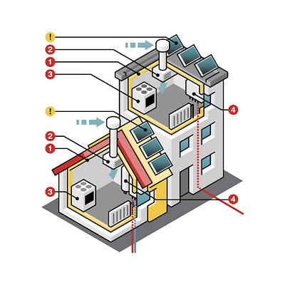 Sustainable housing systems cutaway exploded view illustration isometric isometric illustration vector vector illustration