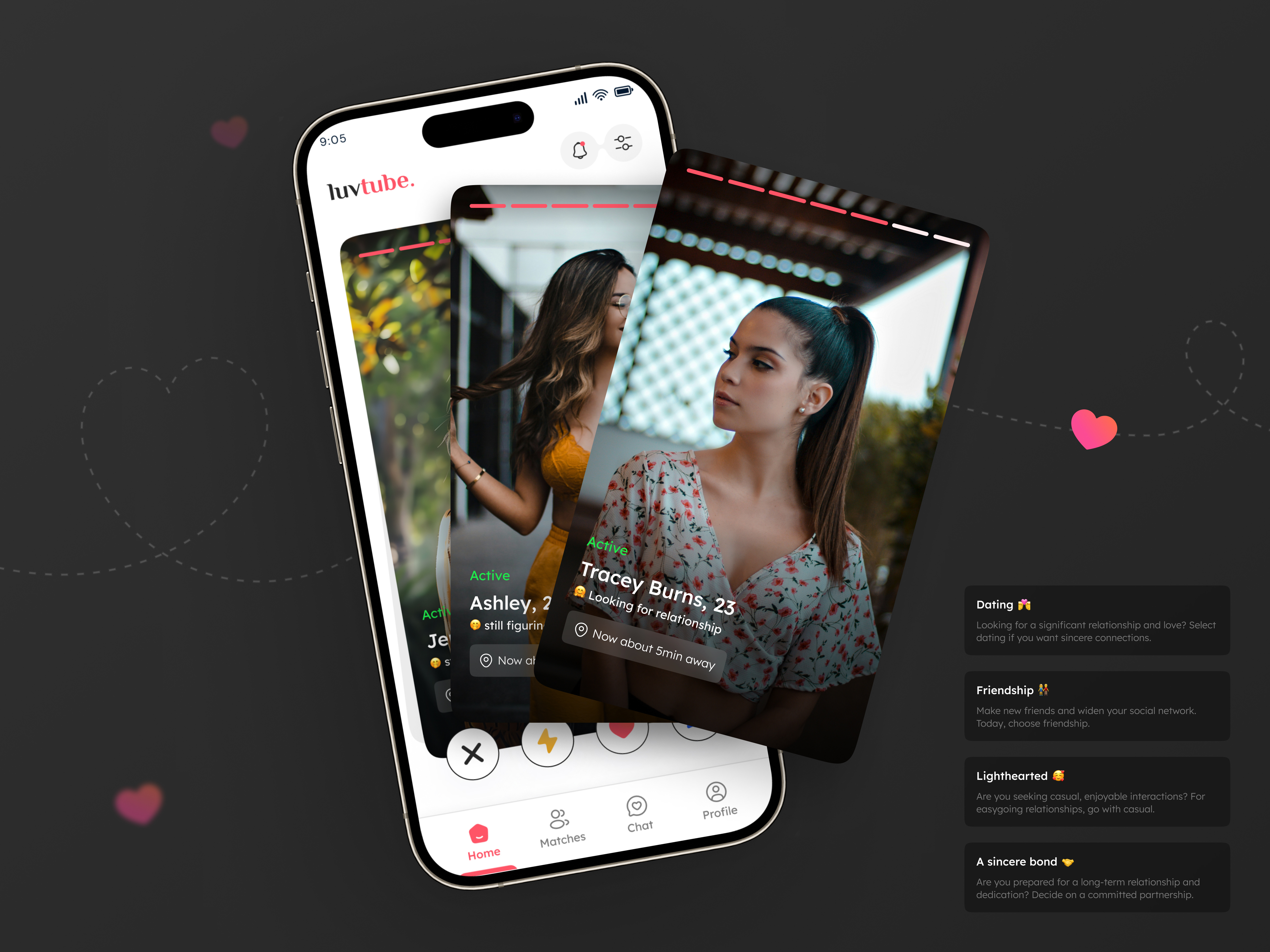 Lovetube: Modern Dating App Design app app design chatting dating dating app datingapp finder match match finder messenger app mobile mobile app mobile dating mobile dating app online dating social app tinder trending uidesign uiux
