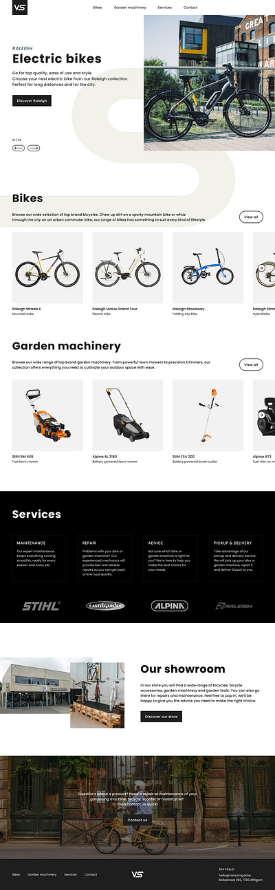 Van Sompel bicycles & garden machinery branding design logo minimal ui web