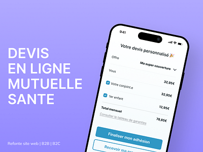 Refonte formulaire devis en ligne mutuelle santé b2c devis figma mobile mobile first mutuelle refonte santé ux