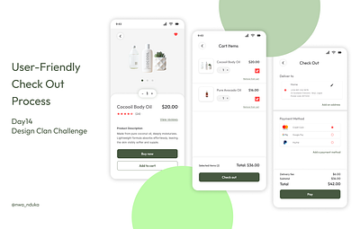 User-friendly Check Out Process cart check out eco friendly ecommerce mobile product description shop ui