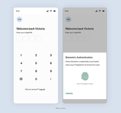User Authentication Page for a Fintech Mobile App authentication biometric design fingerprint fintech mobile onboarding password sign in ui