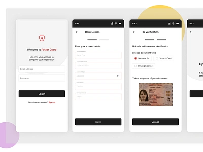 KYC Screens for a Budgeting App biometric budgeting design fintech kyc login mobile mobile app onboarding sign in sign up ui