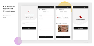 KYC Screens for a Budgeting App biometric budgeting design fintech kyc login mobile mobile app onboarding sign in sign up ui