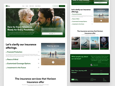 Horizon insurance website clean design figma green insurance interface design landing logo minimal service ui ux web website