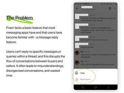 Mini UX Case Study - Fiverr Message Reply Feature case study chat design fiverr message mini ux case study mobile app reply ux ux case study
