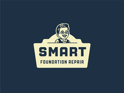 Smart Foundation Logo 1920s badge blue collar boy brand identity branding foundation illustration logo design mascot navy blue ornate retro trades vintage