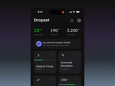 Dropset fitness app concept design dashboard fit fitness heatlh app lifting mobile mobile app strength training training ui ux uxui