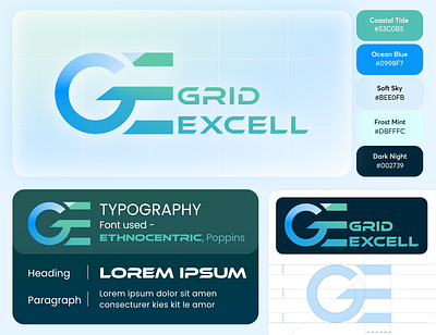 Grid Excell Logo Design color palette ge logo illustrator logo logo design logo variations photoshop solar solar energy solar logo typography ui ux