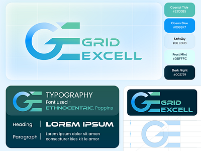 Grid Excell Logo Design color palette ge logo illustrator logo logo design logo variations photoshop solar solar energy solar logo typography ui ux