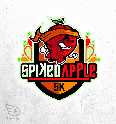 5k t-shirt design 5k apple cartoon chipdavid dogwings illustration run vector