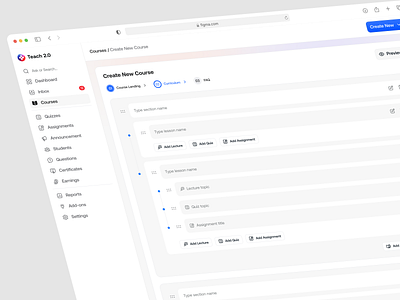 Create a New Lesson in LMS branding course education platform ims knowledge base learning management system product design question quiz saas design staff training team training ui ux web app web design