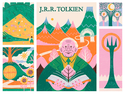 Famous Writers Illustrations: John Ronald Reuel Tolkien books design design studio digital art digital illustration graphic design illustration illustrator literature tolkien writer