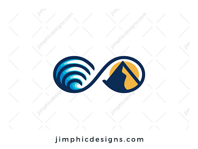 Waves And Mountain Logo branding design graphic design infinity logo logo design vector