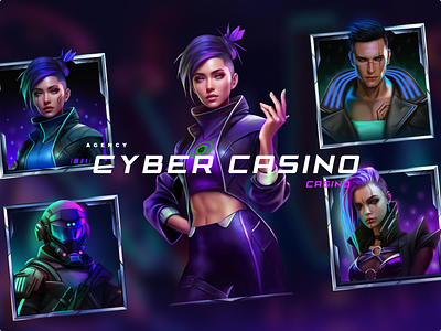 Cyber casino 2d art animation casino character design cyber casino gambling game game art game ui graphic design i gaming illustration original game slot slot casino slot elements ui ui ux