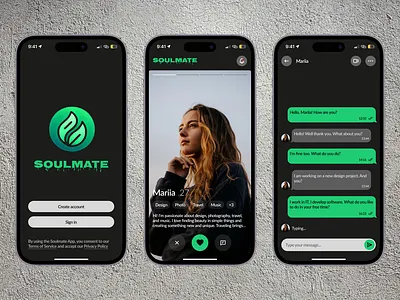 Soulmate • Dating App appdesign branding darkmodeui dating app graphic design logo mobile app mobile design prototyping ui user experience user interface ux wireframing