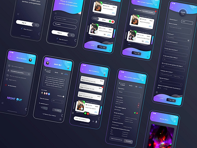 Night Out Hybrid App blue sea brand branding graphic design icon set icons designer illustrator ai nav navigation menu user profile night out pack disco party party party invitation photoshop psd print designer senior designer typo typography ui ux ui ux designer