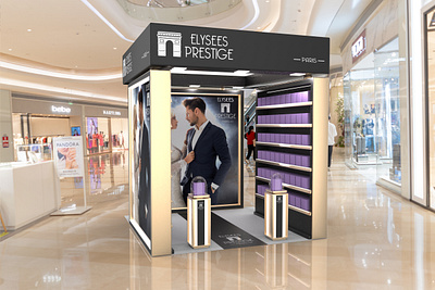 Elysee Prestige Pop-Up Store 3d branding graphic design interior design pop up stand pop up store