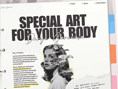 Tattoo Artist website collage creative design design hero screen modern website portfolio portfolio website tattoo ui uiux web designer web development webdesign website