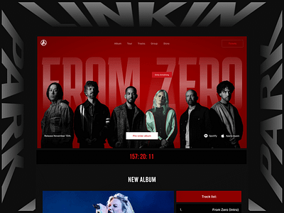 Linkin Park «From Zero» album release website animation band concept hero interactive landing landing page linkin park music page promo rock site style typography ui ux web web design website